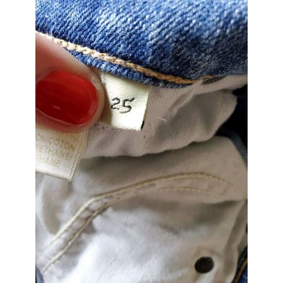 Rag & Bone 25 Destroyed Jeans DRE Brigade Medium Wash Low Rise Distressed - Picture 9 of 15